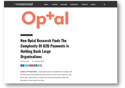 New Optal Research Finds The Complexity Of B2B Payments Is Holding Back Large Organisations