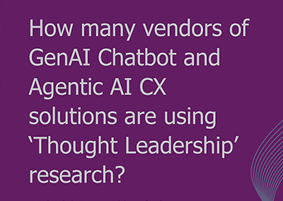 How many vendors of GenAI Chatbot and Agentic AI CX solutions are using ‘Thought Leadership’ research?